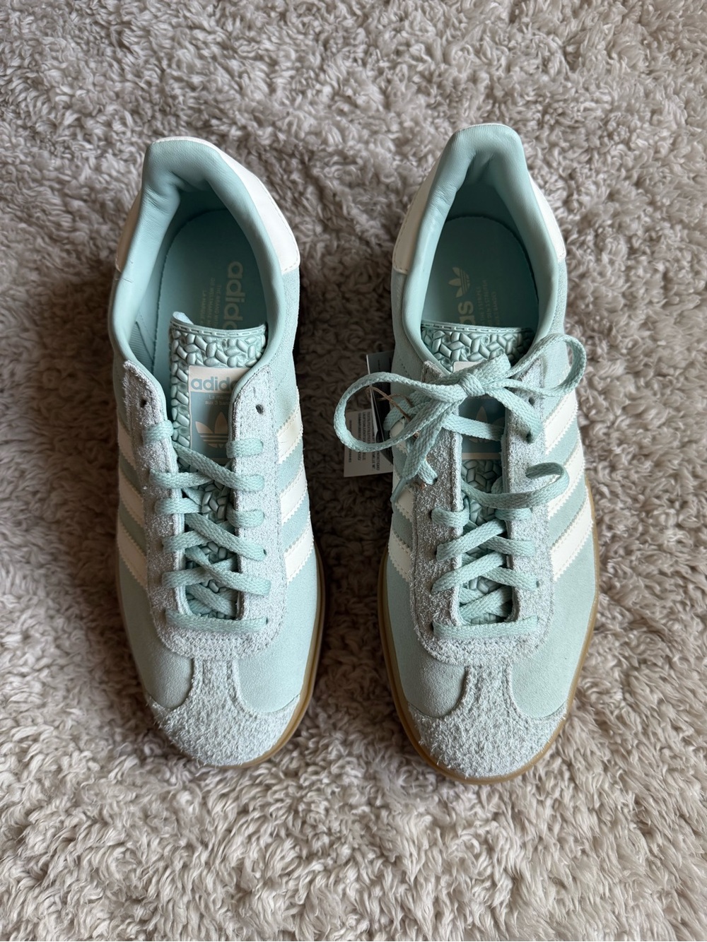 adidas Women’s Mint Green and White Gazelle Sneakers